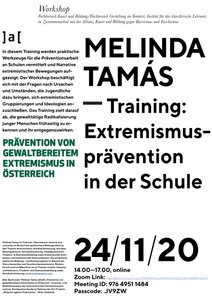 mit Melinda Tamás. Organisiert vom Institut für das künstlerische Lehramt, Fachbereich  Kunst und Bildung/Fachbereich Gestaltung im Kontext, in Zusammenarbeit  mit der Allianz Kunst und Bildung gegen Rassismus und Faschismus.


 
  Veranstaltung ausgebucht
 
 
 
  Weitere Workshops in Vorbereitung