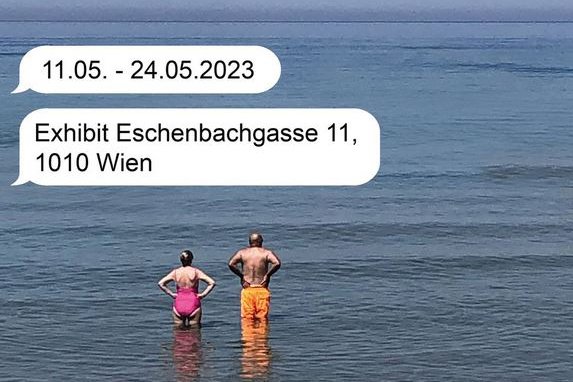 Badeszene mit Sprechblasen, in denen die wichtigsten Infos stehen